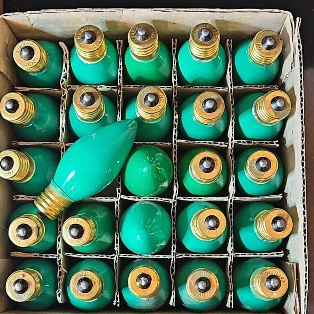 Vintage Christmas Light Lot of 46 C9 Replacement Outdoor String Bulbs Green Blue